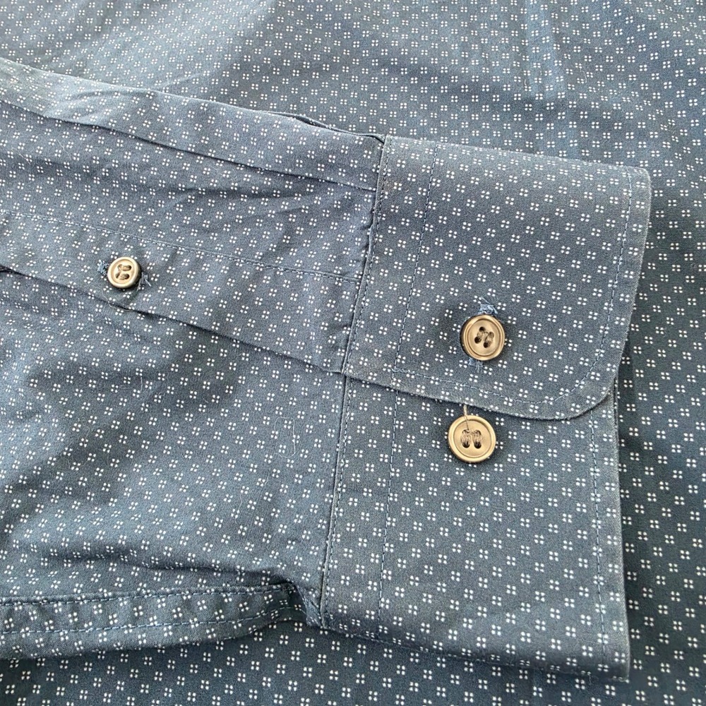 Jos A Bank 1905 Mens 2X Blue Geometric Micro Print Cotton Button Up Shirt LS - Picture 4 of 7